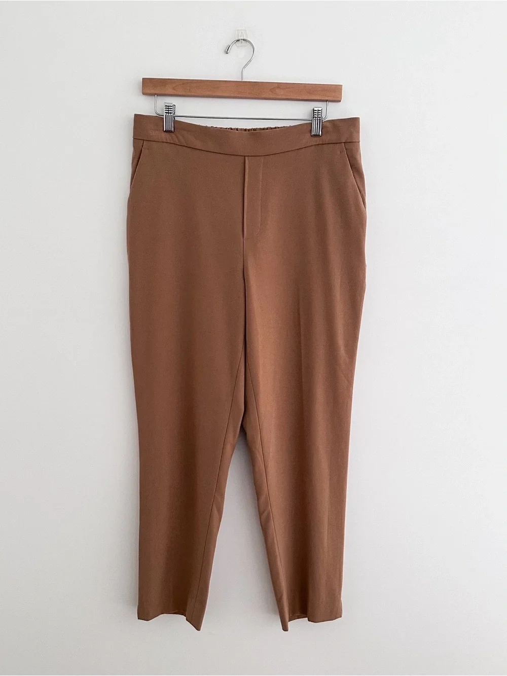 Banana Republic Tapered Pull-On Pant Warm Cognac Brown Cropped Length Size 10